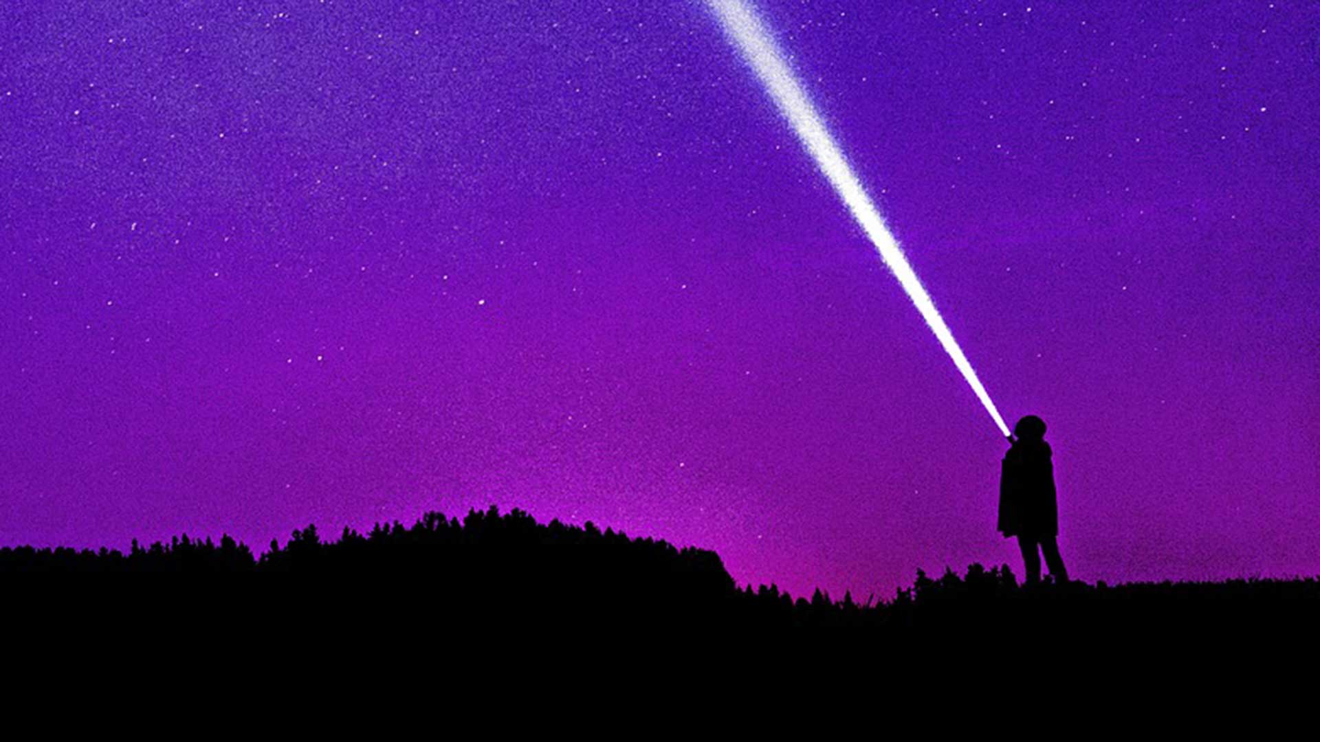 Een paars gekleurde hoofdpersoon